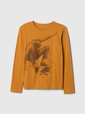Gap Erkek Çocuk Turuncu Grafikli T-Shirt