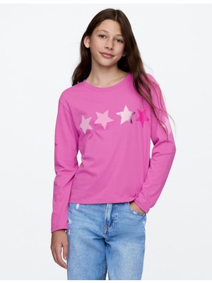 Gap Kız Çocuk Pembe Grafikli T-Shirt