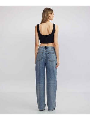 Hotfix Baskılı Wide Leg Fit Jean Pantolon IW6240018006629