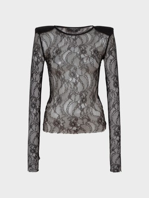 Rivus Bisiklet Yakalı Dantel Vatkalı Bluz - Siyah