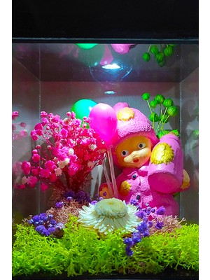 Çiçek Seli LED Venüs Moss Teraryum, Baby Shower Kız Bebek Pembe Parti Çiçeği, Yeni Bebek Hediyesi, Gece Lambası,