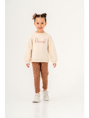Harika Kids Kız Çocuk Floral Nakışlı Takım Toka Dahil Uzun Kol Dar Paça Kumaş 2-5 Yaş