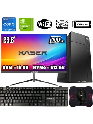 Xaser XSR564 I5 12400F 16GB Ram 512GB M.2 Nvme SSD 2gb GT610 23.8" 100Hz Monitör Masaüstü Ofis Bilgisayarı