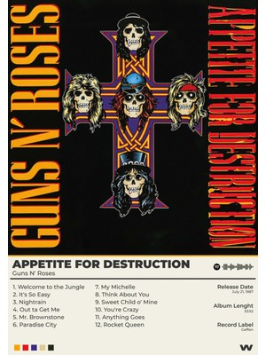 Wugu Guns N' Roses Appetite For Destruction Büyük Boy Poster 50 x 70 cm