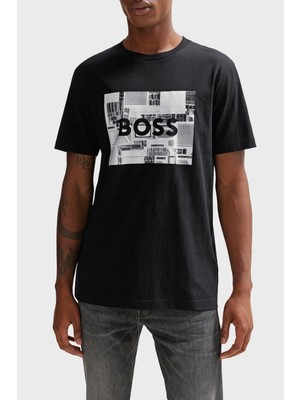 Boss Baskılı % 100 Pamuk Regular Fit Bisiklet Yaka T Shirt Erkek T Shirt 50510009 001