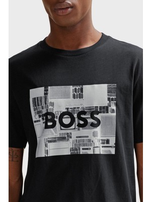 Boss Baskılı % 100 Pamuk Regular Fit Bisiklet Yaka T Shirt Erkek T Shirt 50510009 001