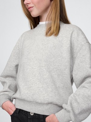 Kız Çocuk Gri Gap Logo Oversize Fleece Sweatshirt