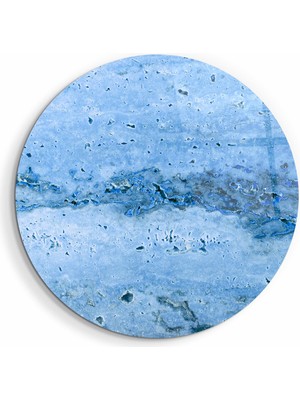 Supracolors Travertine Stone - Azure Yuvarlak Cam Tablo