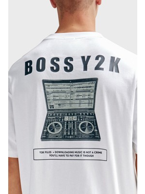 Boss Baskılı Pamuklu Oversize Fit Bisiklet Yaka T Shirt Erkek T Shirt 50510218 100