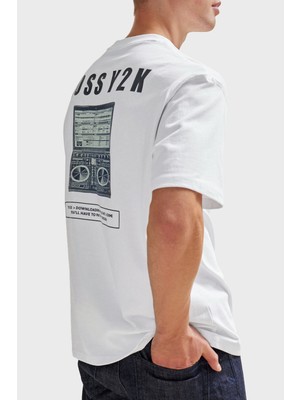 Boss Baskılı Pamuklu Oversize Fit Bisiklet Yaka T Shirt Erkek T Shirt 50510218 100