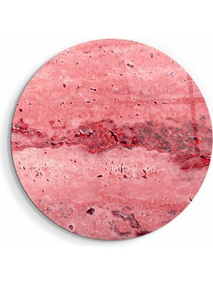 Supracolors Travertine Stone - Pinkred Yuvarlak Cam Tablo