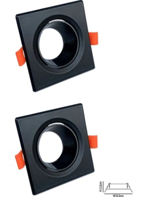 GU10 Dekoratif Kare Plastik Kasa - Siyah 1 Kutu Içerisinde 2 Adet