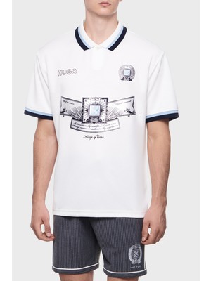 Hugo Relaxed Fit Logo Desenli Düğmeli Polo Yaka T Shirt Erkek Polo Yaka T Shirt 50516088 100