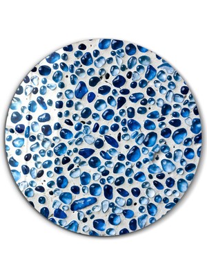 Blue Terrazzo | Yuvarlak Cam Tablo