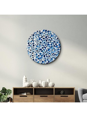 Blue Terrazzo | Yuvarlak Cam Tablo