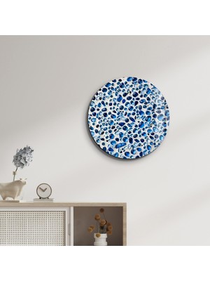 Blue Terrazzo | Yuvarlak Cam Tablo