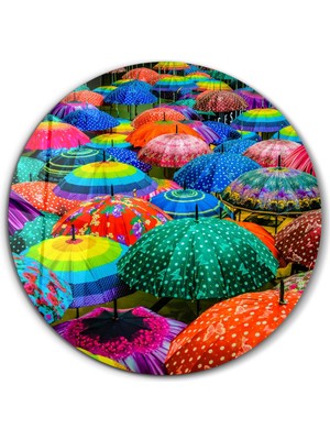 Colorful UmbrellasYuvarlak Cam Tablo