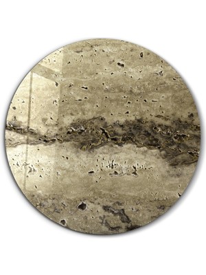 Travertine Stone - Camo Yuvarlak Cam Tablo