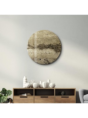 Travertine Stone - Camo Yuvarlak Cam Tablo