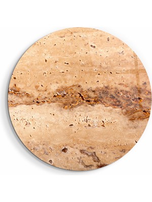 Travertine Stone - Original Yuvarlak Cam Tablo