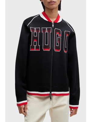 Hugo Logo Baskılı Relaxed Fit Kolej Yaka Hırka Erkek Hırka 50510911 001