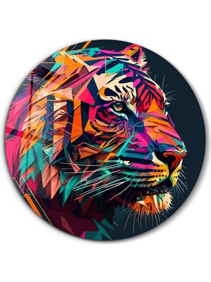 Supracolors Tiger Illustration Yuvarlak Cam Tablo