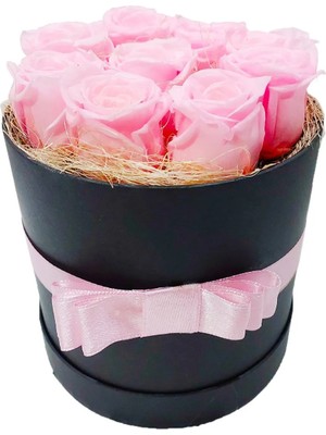 Çiçek Seli Magnificent Box 9'lu Pembe Solmayan Güller & En Özel Kişiye Sevgililer Günü Hediyesi Gul Dekoratif