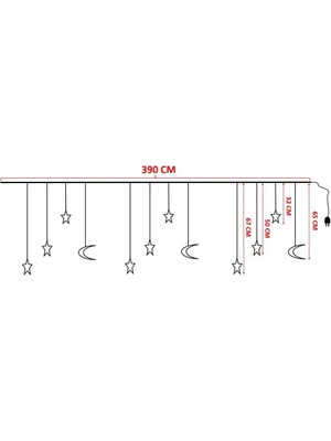 Ledison Dekoratif Saçaklı Yıldız Hilal Kablo Günışığı LED