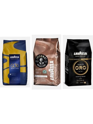 Lavazza Gold Union All Select Ion Çekirdek Kahve 1 kg + Lavazza I Tierra Selection Çekirdek Kahve 1 Kg+ Lavazza Oro Black Espresso Çekirdek Kahve 1 kg