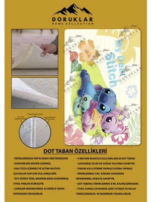 Doruklar Home Collection Kaymaz Taban Makinada Yıkanabilir Dijital Baskı Stitch Desenli Çocuk Odası Halısı 0012