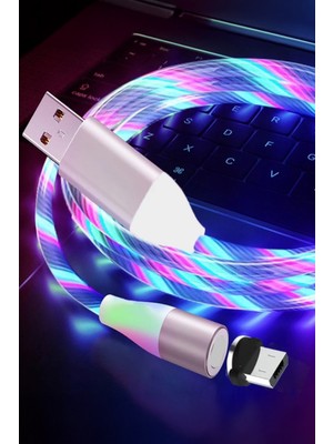 Judas J21 Micro USB Magnetic Akan Led Işıklı Şarj Kablosu -1mt