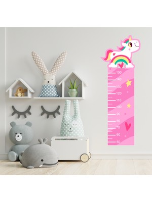 Sevimli Unicorn Boy Ölçme Cetveli Çocuk Odası Duvar Sticker