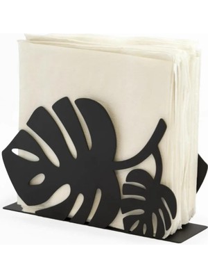 Mavi Trend Yaprak Desenli Metal Peçetelik, Dekoratif Peçetelik, Metal Siyah Peçetelik, Yaprak Peçetelik