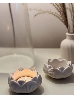 Cey Design Modern Dekoratif Ikili Lotus Tealight Mumluk