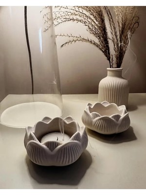 Cey Design Modern Dekoratif Ikili Lotus Tealight Mumluk