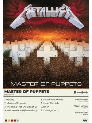 Wugu Metallica Master Of Puppets Büyük Boy Poster 50 x 70 cm