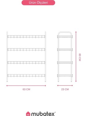 Mubatex Ayakkabılık Metal Ayakkabılık Ayakkabı Rafı Ayakkabı Düzenleyici Raf Dört Katlı Ayakkabılık Beyaz
