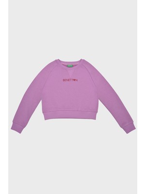 United Colors Of Benetton Logolu Bisiklet Yaka Crop Sweat Kız Çocuk Sweat BNTG21543