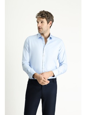 Uzun Kol Slim Fit Dar Kesim Klasik Non Iron Saten Pamuklu Gömlek