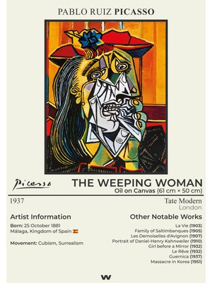 Wugu The Weeping Woman Pablo Picasso Büyük Boy Poster 50 x 70 cm