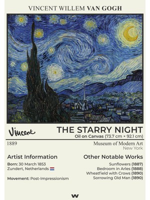 Wugu The Starry Night Van Gogh Büyük Boy Poster 50 x 70 cm