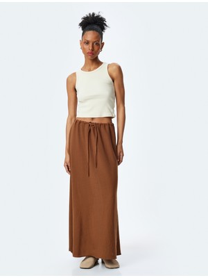 Koton Beli Bağlamalı Uzun Çan Etek