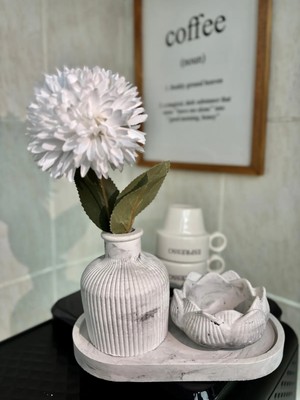 Cey Design Dekoratif Mermer Desenli Modern Vazo Set 3 Parça English Home Orta Sehpa Üstü Ev Dekorasyon