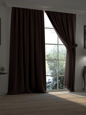 Perle Super Blackout Serisi  Koyu Kahverengi Işık Geçirmez Ekstraforlu Fon Perde