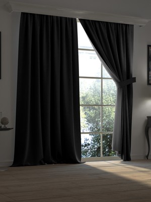 Perle Super Blackout Serisi  Gece Siyahı Rengi Işık Geçirmez Ekstraforlu Fon Perde