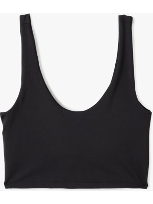 Koton Slim Fit Kolsuz U Yaka Kaplı Sporcu Sütyeni Siyah %88 Polyester %12 Elastan Gün Boyu Destek