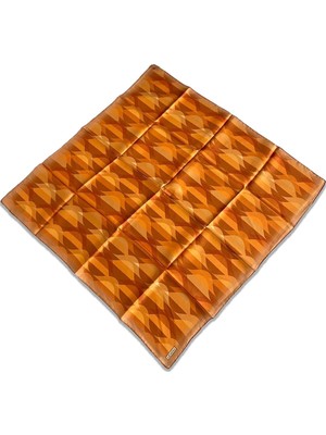 Armine Turuncu Geometrik Desen Tivil İpek Eşarp 9169 - 05