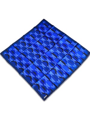 Armine Mavi Geometrik Desen Sura İpek Eşarp 9169 - 82