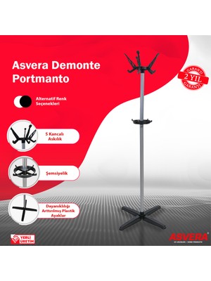 Asvera 33-006 Portatif Ayaklı Portmanto Askılık - Ekonomik Demonte Elbise Ve Şapka Askısı