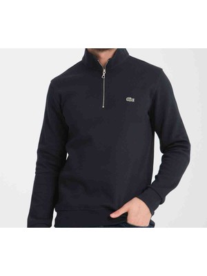 Lacoste Fermuar  Yaka Lacivert Regular Fit  Uzun Kol